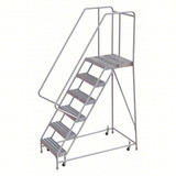 Tri-Arc Rolling Ladder: 60 In Platform Height, 21 In Platform Deep, 16 In Platform Wide, Ribbed, 26 In Bottom Wide 