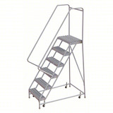 Tri-Arc Rolling Ladder: 60 In Platform Height, 14 In Platform Deep, 24 In Platform Wide, Serrated, 32 In Bottom Wide 