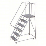 Tri-Arc Rolling Ladder: 60 In Platform Height, 21 In Platform Deep, 24 In Platform Wide, Serrated, 32 In Bottom Wide 
