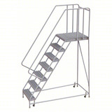 Tri-Arc Rolling Ladder: 70 In Platform Height, 28 In Platform Deep, 16 In Platform Wide, Serrated, 26 In Bottom Wide 