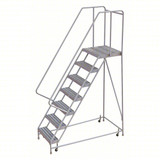 Tri-Arc Rolling Ladder: 70 In Platform Height, 21 In Platform Deep, 24 In Platform Wide, Ribbed, 32 In Bottom Wide 