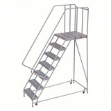 Tri-Arc Rolling Ladder: 70 In Platform Height, 28 In Platform Deep, 24 In Platform Wide, Ribbed, 32 In Bottom Wide 