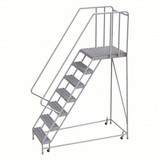 Tri-Arc Rolling Ladder: 70 In Platform Height, 28 In Platform Deep, 24 In Platform Wide, Serrated, 32 In Bottom Wide 