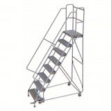 Tri-Arc Rolling Ladder: 80 In Platform Height, 14 In Platform Deep, 24 In Platform Wide, Serrated, 36 In Bottom Wide 