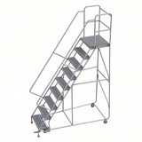 Tri-Arc Rolling Ladder: 90 In Platform Height, 21 In Platform Deep, 24 In Platform Wide, Serrated, 36 In Bottom Wide 