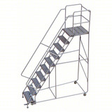 Tri-Arc Rolling Ladder: 100 In Platform Height, 14 In Platform Deep, 24 In Platform Wide, Ribbed, 36 In Bottom Wide 
