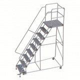 Tri-Arc Rolling Ladder: 90 In Platform Height, 28 In Platform Deep, 24 In Platform Wide, Serrated, 36 In Bottom Wide 