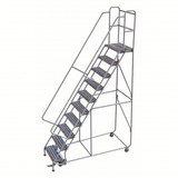 Tri-Arc Rolling Ladder: 100 In Platform Height, 28 In Platform Deep, 24 In Platform Wide, Ribbed, 36 In Bottom Wide 