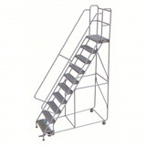 Tri-Arc Rolling Ladder: 100 In Platform Height, 14 In Platform Deep, 24 In Platform Wide, Serrated, 36 In Bottom Wide 