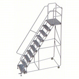Tri-Arc Rolling Ladder: 100 In Platform Height, 21 In Platform Deep, 24 In Platform Wide, Serrated, 36 In Bottom Wide 