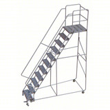 Tri-Arc Rolling Ladder: 110 In Platform Height, 28 In Platform Deep, 24 In Platform Wide, Ribbed, 38 In Bottom Wide 