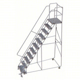 Tri-Arc Rolling Ladder: 110 In Platform Height, 21 In Platform Deep, 24 In Platform Wide, Serrated, 38 In Bottom Wide 