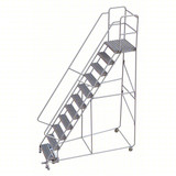 Tri-Arc Rolling Ladder: 110 In Platform Height, 21 In Platform Deep, 24 In Platform Wide, Serrated, 38 In Bottom Wide 