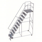 Tri-Arc Rolling Ladder: 110 In Platform Height, 28 In Platform Deep, 24 In Platform Wide, Serrated, 38 In Bottom Wide 