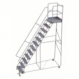 Tri-Arc Rolling Ladder: 120 In Platform Height, 14 In Platform Deep, 24 In Platform Wide, Serrated, 38 In Bottom Wide 