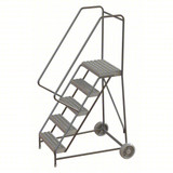 Tri-Arc Wheelbarrow Ladder: 50 In Platform Height, 14 In Platform Deep, 24 In Platform Wide, Serrated, Gray 