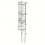  Tri-Arc Fixed Ladder With Safety Cage: 16 Ft, 16 Ft Top Step Height, 17 Steps, 36 In Overall Wide, Top 