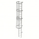  Tri-Arc Fixed Ladder With Safety Cage: 19 Ft, 19 Ft Top Step Height, 20 Steps, 36 In Overall Wide, Top 