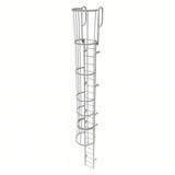  Tri-Arc Fixed Ladder With Safety Cage: 25 Ft, 21 Ft Top Step Height, 22 Steps, 36 In Overall Wide, Top 