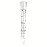  Tri-Arc Fixed Ladder With Safety Cage: 28 Ft, 24 Ft Top Step Height, 25 Steps, 36 In Overall Wide, Top 
