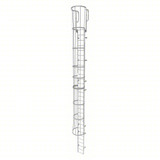  Tri-Arc Fixed Ladder With Safety Cage: 33 Ft, 29 Ft Top Step Height, 30 Steps, 36 In Overall Wide, Top 