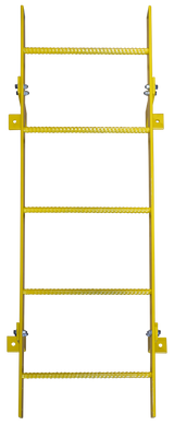  Tri-Arc Fixed Ladder: 4 Ft, 4 Ft Top Step Height, 5 Steps, 25 In Overall Wide, Top 