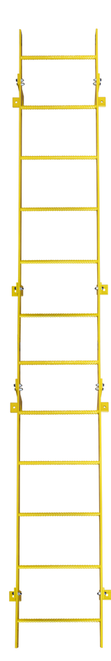  Tri-Arc Fixed Ladder: 11 Ft, 11 Ft Top Step Height, 12 Steps, 25 In Overall Wide, Top 
