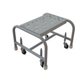  Tri-Arc Rolling Platform: 1 Steps, 12" Top Step Height, 16" Bottom Width, 450 Lb Load Capacity, Perforated Tread, Gray 