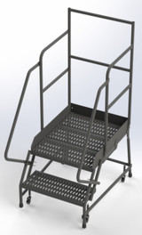 Tri-Arc Wl 2 Step Steel Rolling Ladder Grip 24 HR With 30" With Deep Top Step Step 