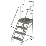 Tri-Arc Wl 4 Step Steel Rolling Ladder Grip 24 HR With 20" With Deep Top Step Step 