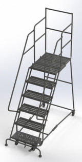 Tri-Arc Wl 6 Step Steel Rolling Ladder Grip 24 HR With 30" With Deep Top Step Step 
