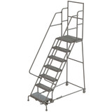 Tri-Arc Wl 7 Step Steel Rolling Ladder Grip 24 HR With 20" With Deep Top Step Step 