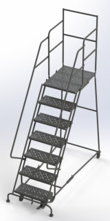 Tri-Arc Wl 7 Step Steel Rolling Ladder Perforated 24 HR With 30" With Deep Top Step Step 