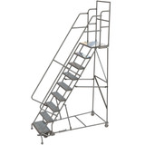 Tri-Arc Wl 9 Step Steel Rolling Ladder Perforated 24 HR With 20" With Deep Top Step Step 