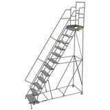 Tri-Arc Wl 12 Step Steel Rolling Ladder Perforated 24 HR With 20" With Deep Top Step Step 