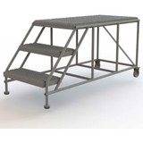  Tri-Arc Rolling Work Platform: 3 Steps, 30 In, 24 In Platform Wide, 47 In Platform Deep, Gray, Steel 