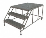  Tri-Arc Rolling Work Platform: 3 Steps, 30 In, 36 In Platform Wide, 47 In Platform Deep, Gray, Steel 