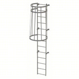 Tri-Arc Fixed Ladder With Safety Cage: 12 Ft, 12 Ft Top Step Height, 13 Steps, 36 In Overall Wide, Top