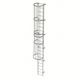 Tri-Arc Fixed Ladder With Safety Cage: 21 Ft, 21 Ft Top Step Height, 22 Steps, 36 In Overall Wide, Top