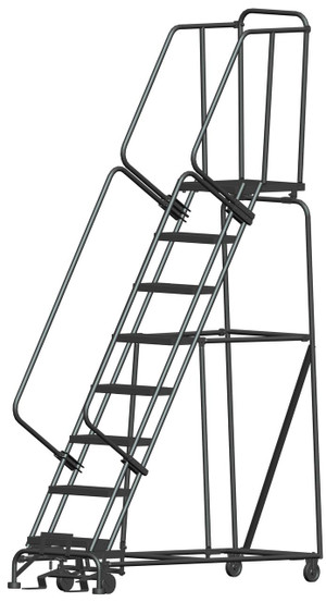 Ballymore Safety Products M2000 Series Ladders, 8 Step, 24 In Wide Base, 21 in Deep Top Step, Abrasive Mat Tread, Setup 