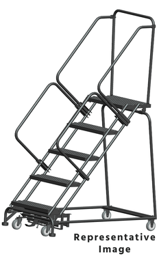 50 Degree Slope Walk Down Ladders, 8 Step, 24 In Wide Base, 21 in Deep Top Step, Serrated Tread