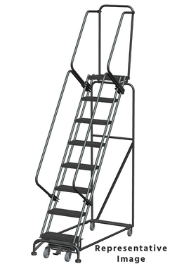 Weight-Actuated Series Ladders, Weight Actuated, 8 Step, 24 In Wide Base, 21 in Deep Top Step, Serrated Tread