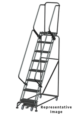 Weight-Actuated Series Ladders, Weight Actuated, 8 Step, 24 In Wide Base, 28 in Deep Top Step, Expanded Metal Tread