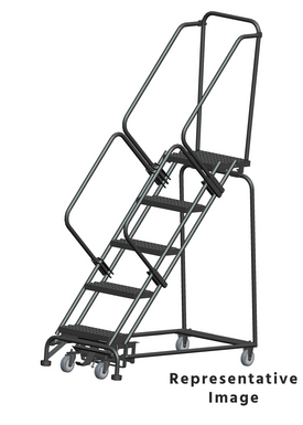 Weight Actuated 50 Degree Slope Walk Down Ladders, Weight Actuated, 50° Incline, 5 Step, 24 In Wide Base, 21 in Deep Top Step, Perforated Tread, Setup