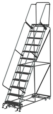 All Direction Ladders, All Directional, 12 Step, 32 In Wide Base, 14 in Deep Top Step, Serrated Tread