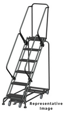 Weight Actuated All Directional 50 Degree Slope Walk Down Ladders, Weight Actuated, All Directional, 50° Incline, 6 Step, 24 In Wide Base, 14 in Deep Top Step, Expanded Metal Tread, Setup