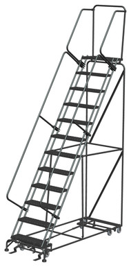 All Direction Ladders, All Directional, 12 Step, 32 In Wide Base, 14 in Deep Top Step, Expanded Metal Tread