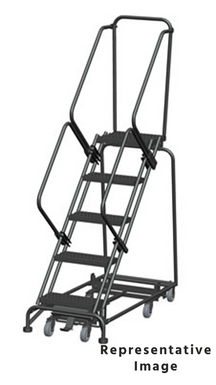 Weight Actuated All Directional 50 Degree Slope Walk Down Ladders, Weight Actuated, All Directional, 50° Incline, 5 Step, 24 In Wide Base, 14 in Deep Top Step, Serrated Tread