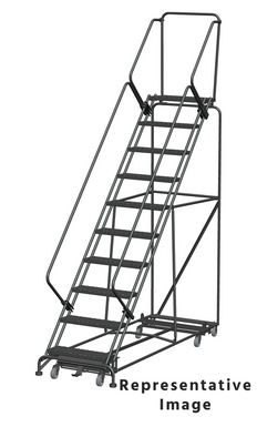 Weight Actuated All Directional 50 Degree Slope Walk Down Ladders, Weight Actuated, All Directional, 50° Incline, 10 Step, 32 In Wide Base, 14 in Deep Top Step, Abrasive Mat Tread, Setup