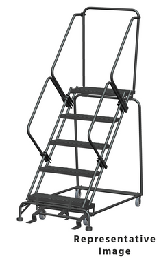 50 Degree Slope Walk Down Ladders, 7 Step, 32 In Wide Base, 21 in Deep Top Step, Expanded Metal Tread, Setup